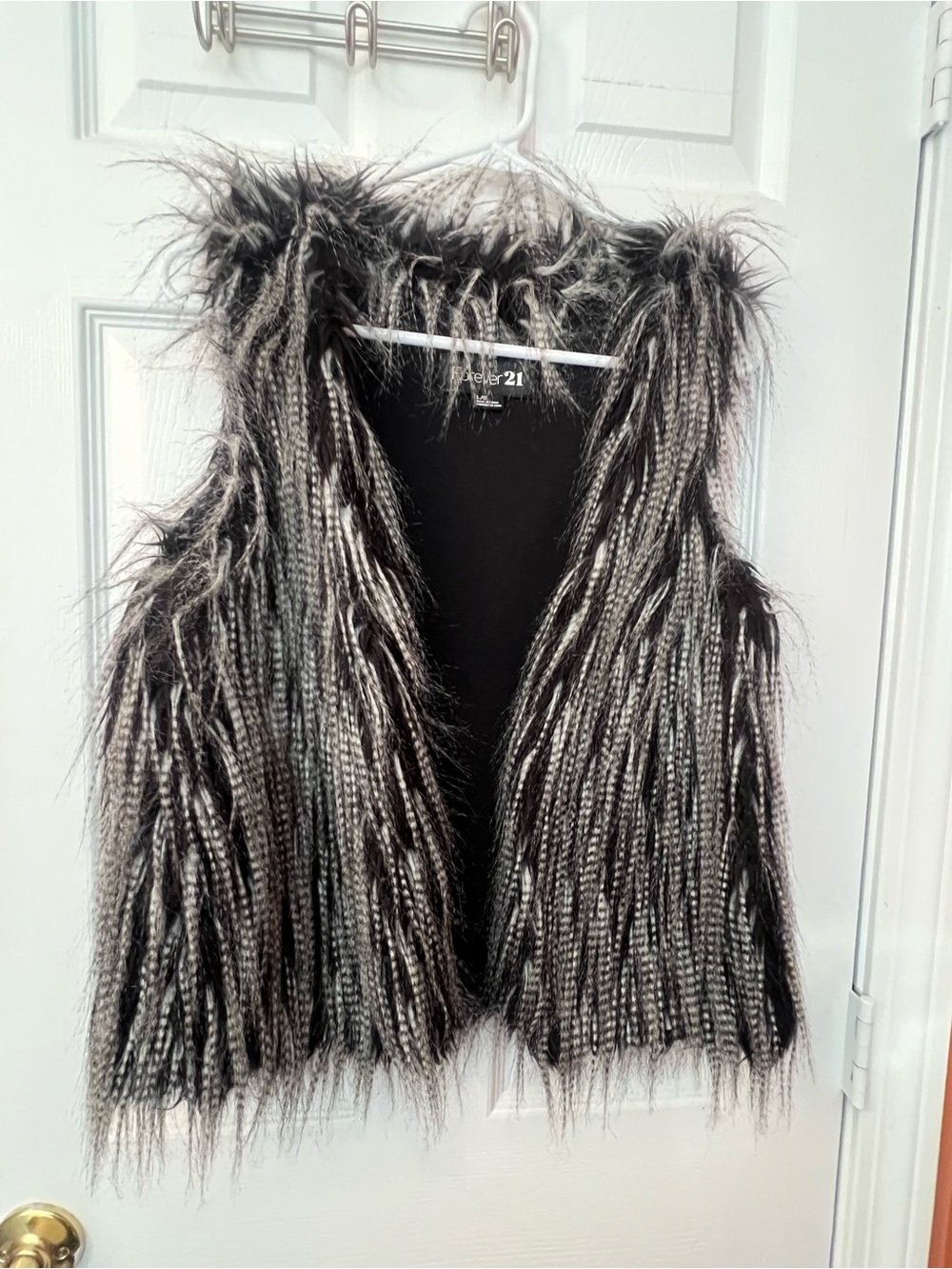 Forever 21 Black and Gray Faux Fur Vest